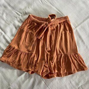 BAEVALY Tangerine Ruffle tie Short Orange - Size Small - 0349